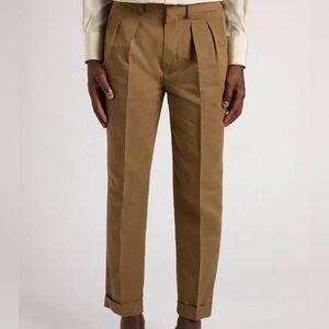 TOM FORD Fluid Double Pleat Cotton & Silk Poplin Pants